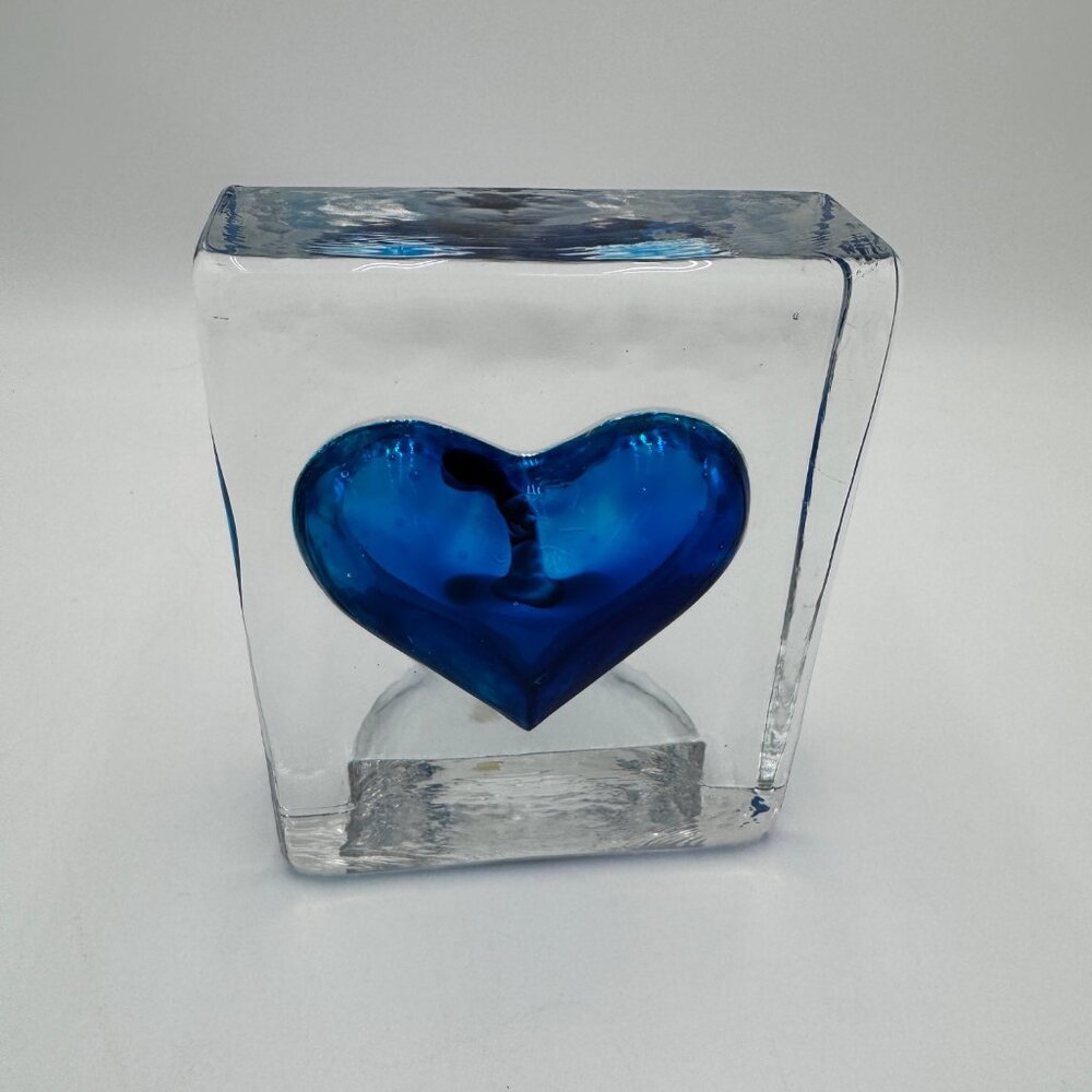 Lisbeth Dahl tealight holder blue heart glass heavy beautiful